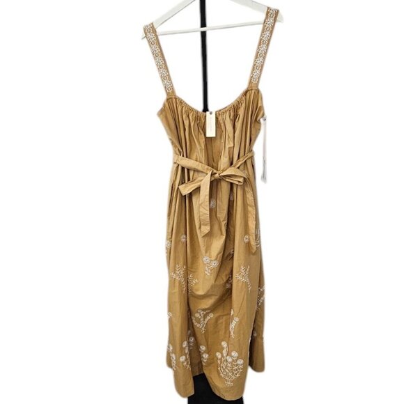 MOTHER More Is More Sleeveless, Embroidered Tie Front Cotton Maxi Dress, XL, NWT - Picture 2 of 11